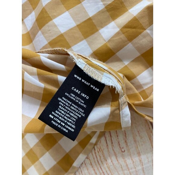 NWT Who what Wear Women's Yellow Gingham One Shoulder Midi Dress - Large - Picture 14 of 14